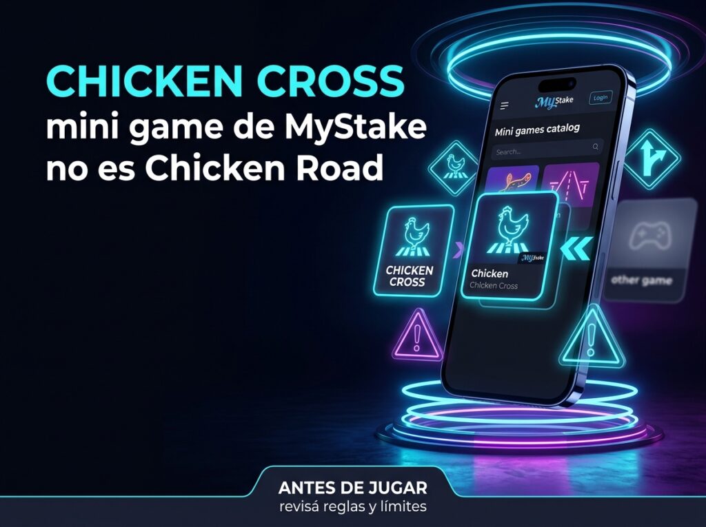 Imagen explicativa sobre Chicken Cross como mini game de MyStake y la diferencia con Chicken Road