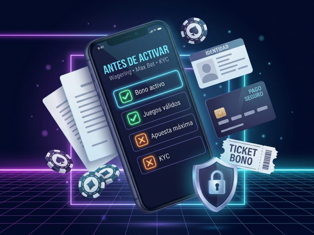 Checklist de MyStake con wagering, apuesta máxima, juegos válidos y verificación KYC antes de retirar