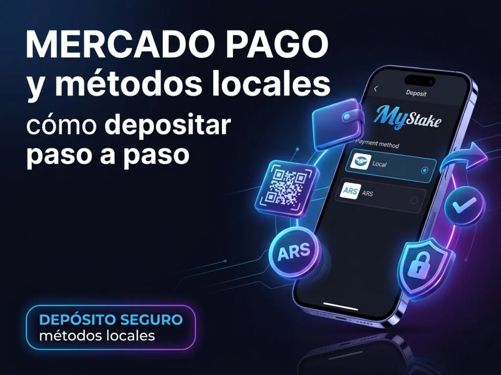Imagen sobre depósitos en MyStake Argentina con Mercado Pago, métodos locales, ARS y pago seguro