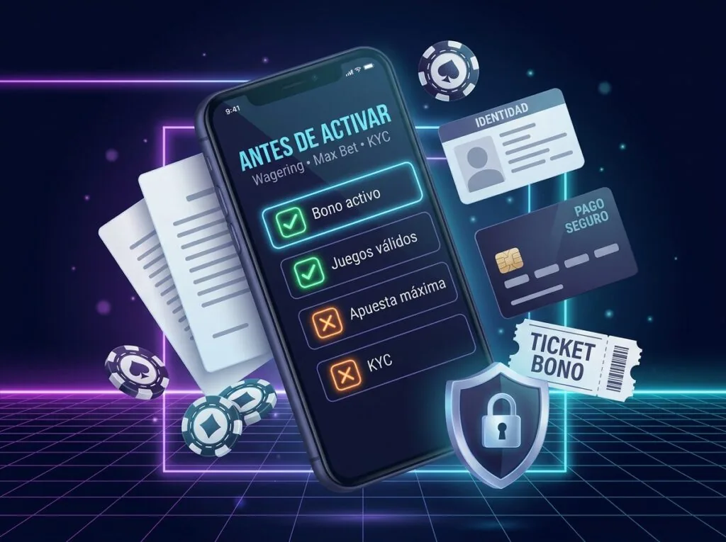 Checklist de MyStake con wagering, apuesta máxima, juegos válidos y verificación KYC antes de retirar