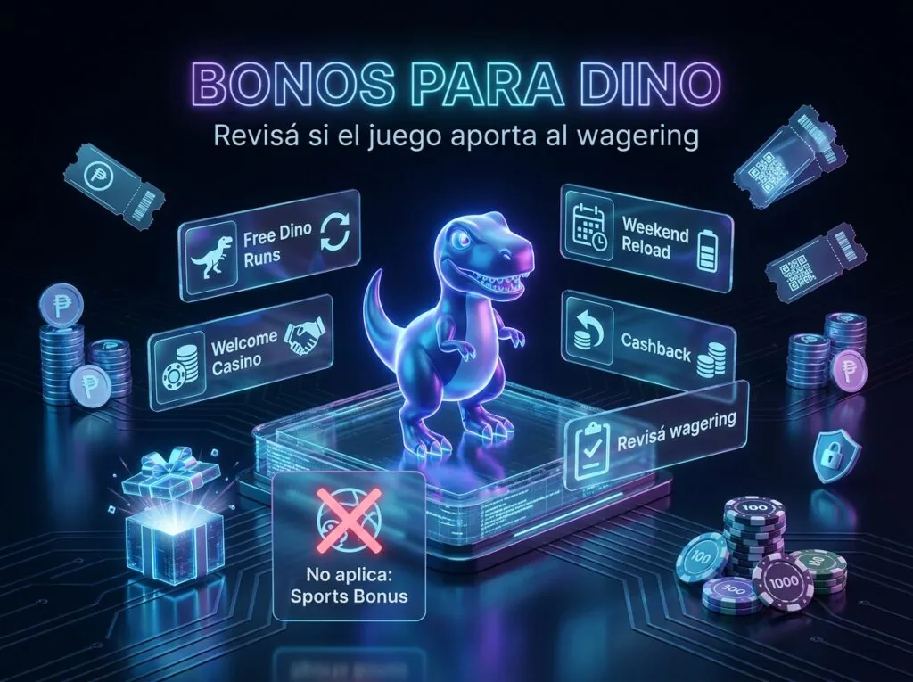 Bonos de Dino MyStake con Free Dino Runs, welcome casino, weekend reload, cashback y aviso para revisar wagering